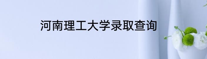 河南理工大学录取查询