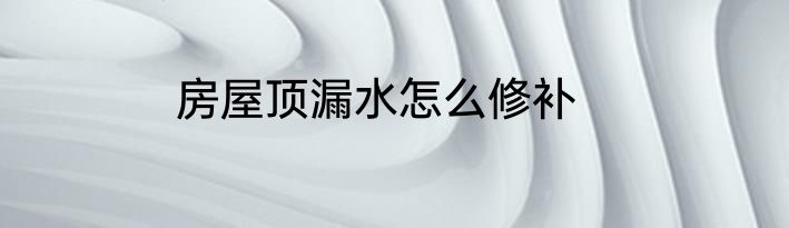 房屋顶漏水怎么修补