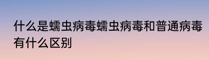 什么是蠕虫病毒蠕虫病毒和普通病毒有什么区别