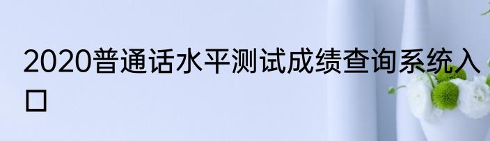 2020普通话水平测试成绩查询系统入口
