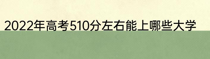 2022年高考510分左右能上哪些大学