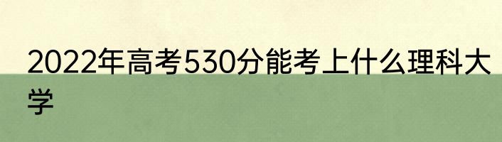 2022年高考530分能考上什么理科大学