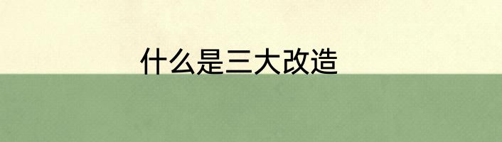什么是三大改造