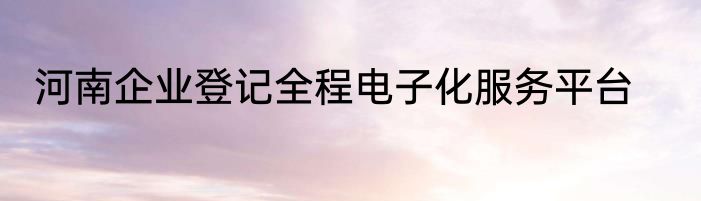 河南企业登记全程电子化服务平台