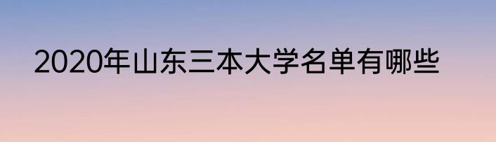 2020年山东三本大学名单有哪些