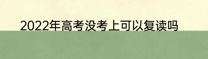 2022年高考没考上可以复读吗