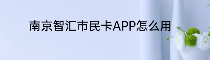 南京智汇市民卡APP怎么用