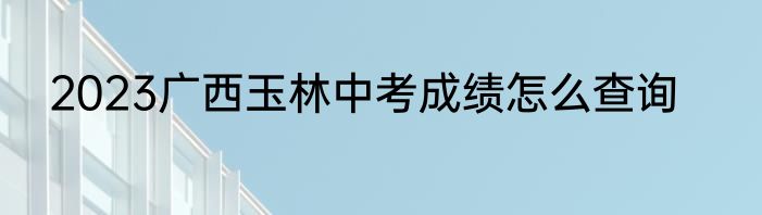 2023广西玉林中考成绩怎么查询