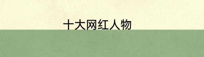 十大网红人物