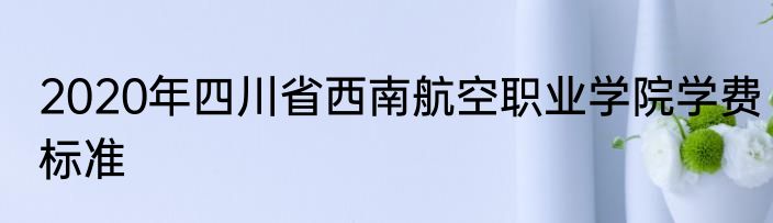 2020年四川省西南航空职业学院学费标准