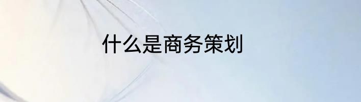 什么是商务策划