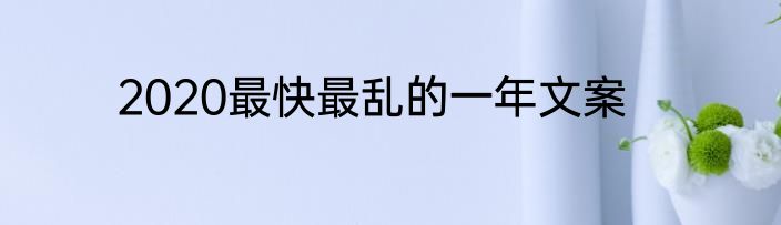 2020最快最乱的一年文案
