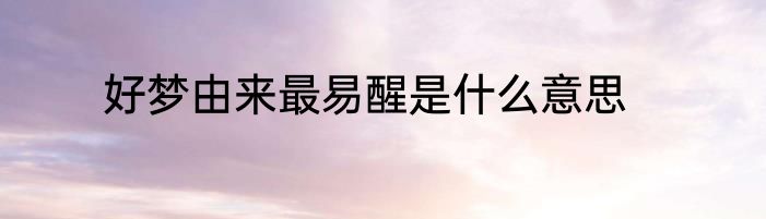 好梦由来最易醒是什么意思