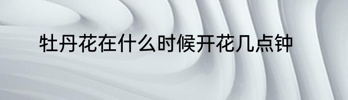 牡丹花在什么时候开花几点钟
