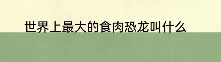 世界上最大的食肉恐龙叫什么