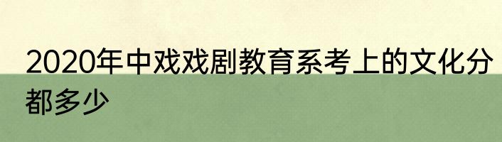 2020年中戏戏剧教育系考上的文化分都多少