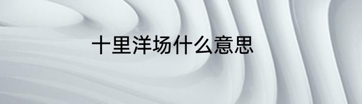 十里洋场什么意思