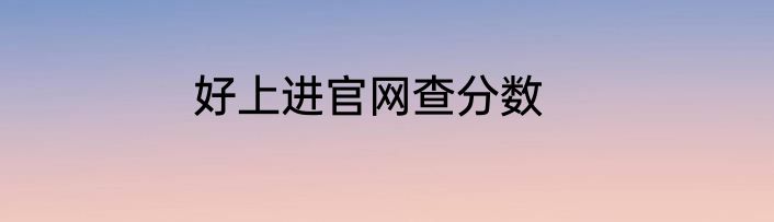 好上进官网查分数