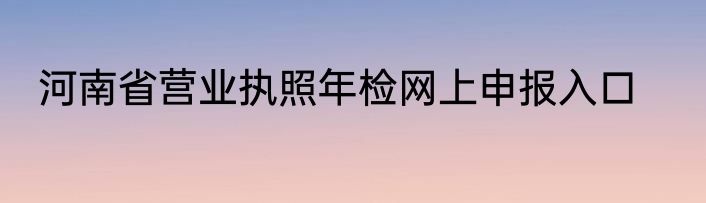 河南省营业执照年检网上申报入口
