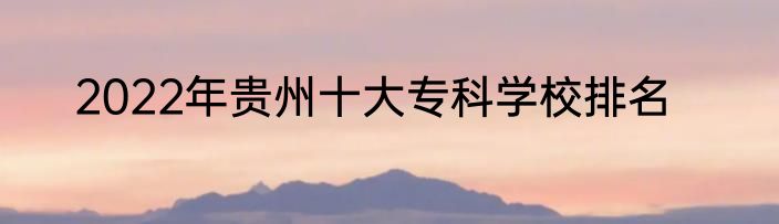 2022年贵州十大专科学校排名