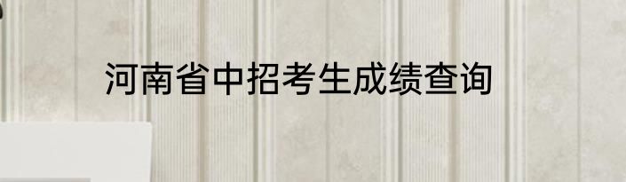 河南省中招考生成绩查询