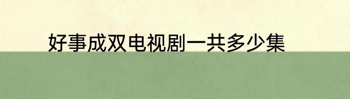 好事成双电视剧一共多少集
