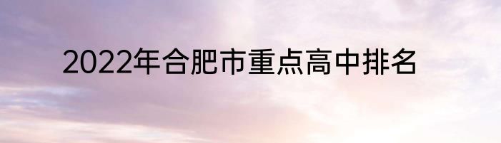2022年合肥市重点高中排名