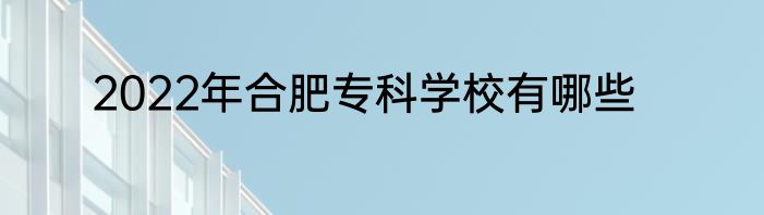 2022年合肥专科学校有哪些