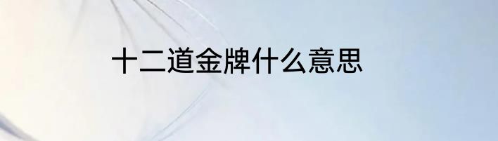 十二道金牌什么意思