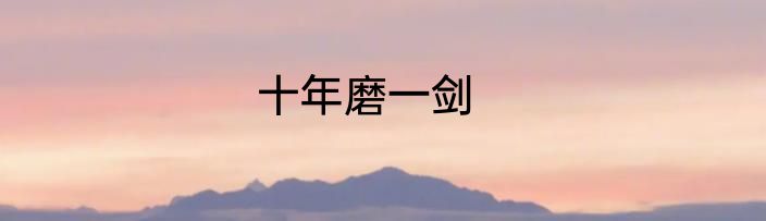 十年磨一剑