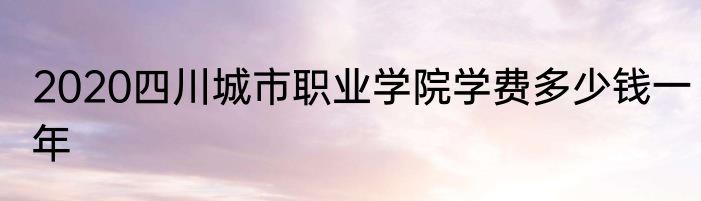 2020四川城市职业学院学费多少钱一年
