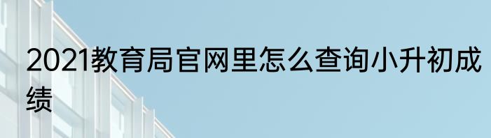 2021教育局官网里怎么查询小升初成绩