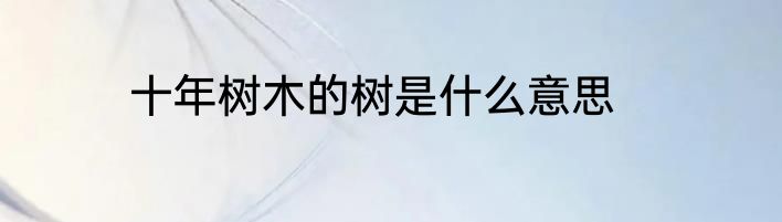 十年树木的树是什么意思