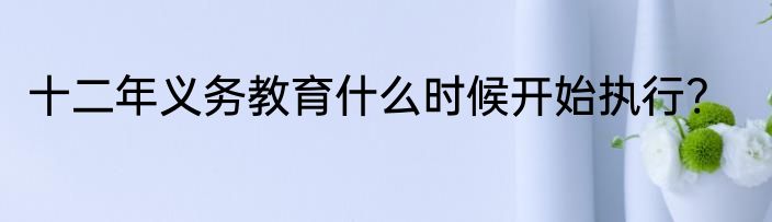十二年义务教育什么时候开始执行?