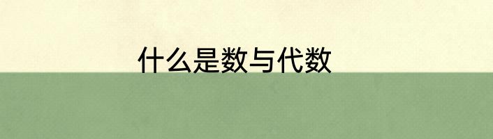 什么是数与代数