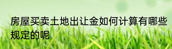 房屋买卖土地出让金如何计算有哪些规定的呢
