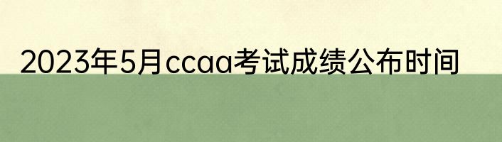 2023年5月ccaa考试成绩公布时间