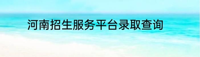 河南招生服务平台录取查询
