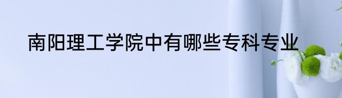 南阳理工学院中有哪些专科专业