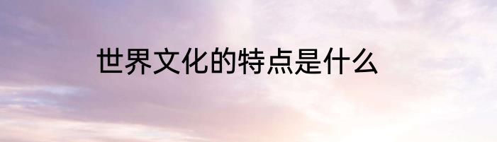 世界文化的特点是什么