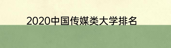 2020中国传媒类大学排名