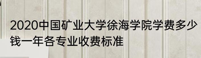 2020中国矿业大学徐海学院学费多少钱一年各专业收费标准