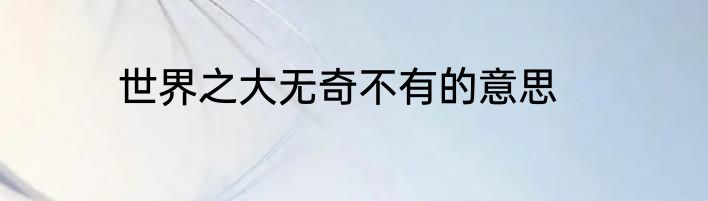 世界之大无奇不有的意思