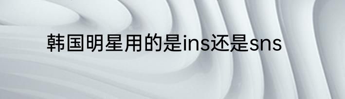 韩国明星用的是ins还是sns