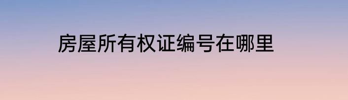 房屋所有权证编号在哪里