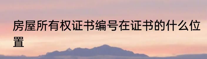 房屋所有权证书编号在证书的什么位置