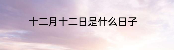 十二月十二日是什么日子