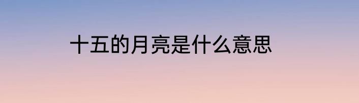 十五的月亮是什么意思