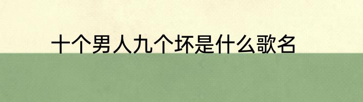 十个男人九个坏是什么歌名