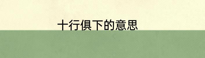 十行俱下的意思